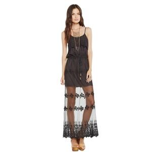 CHASER Black lace Boho Maxi Dress Size XS